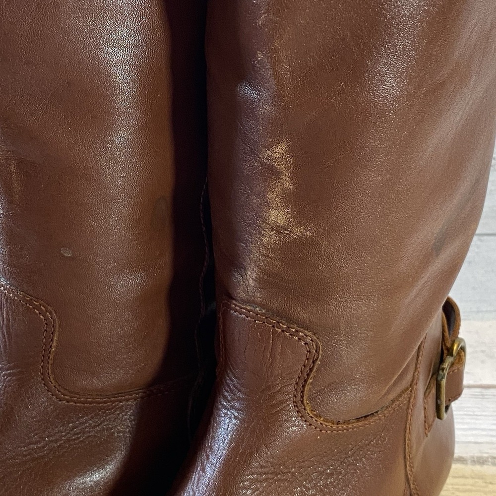 White Mountain Boots Womens 8.5 Brown Leather Pointed Riding Buckle Strap Tall - Picture 15 of 16
